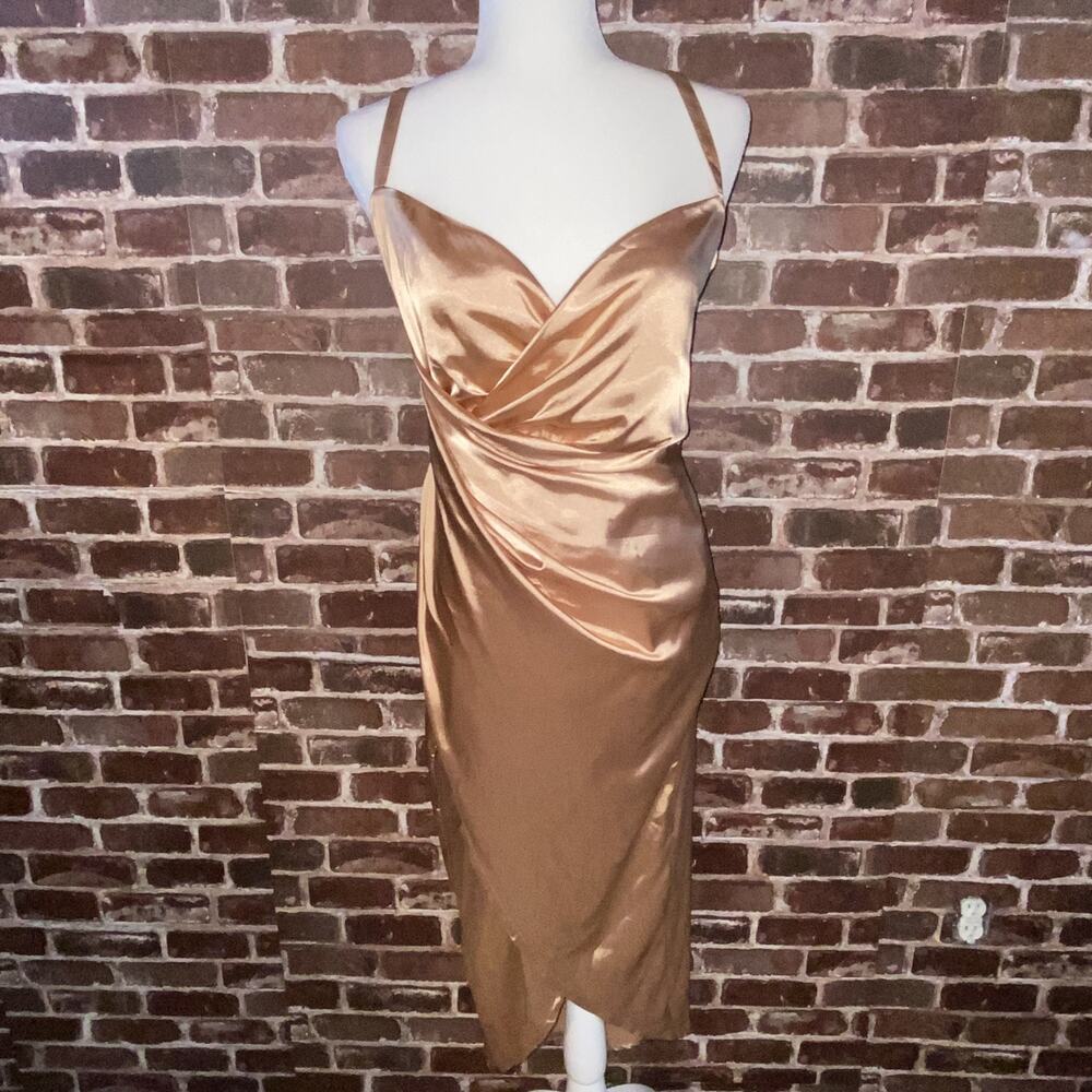 Rachel Roy Womens Gold Dress Small Sleeveless Elegant Shiny